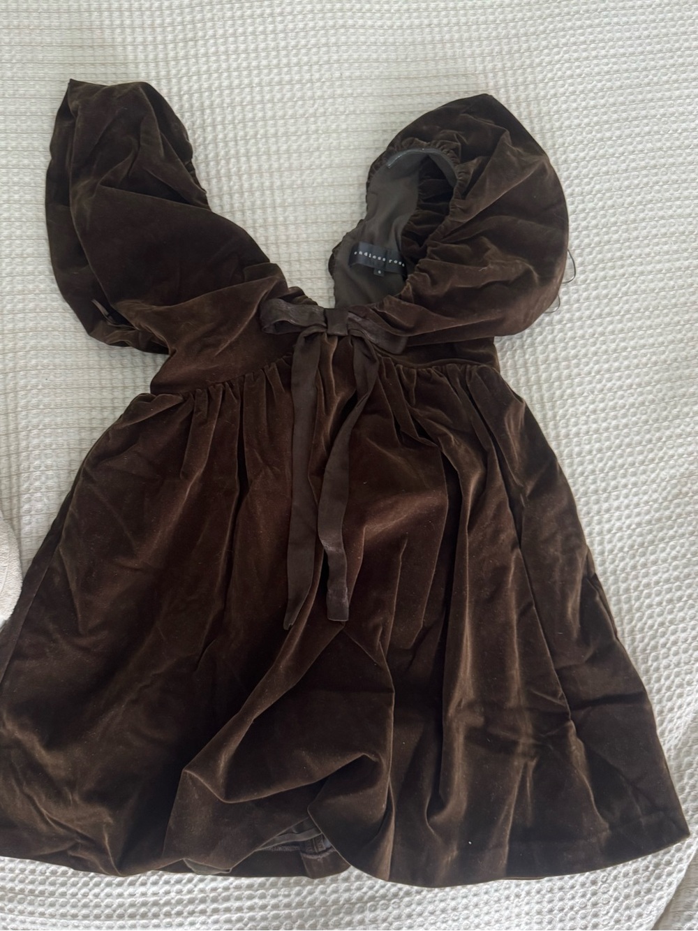 Endless Rose (from Anthropologie) olive green Velvet bow mini Dress